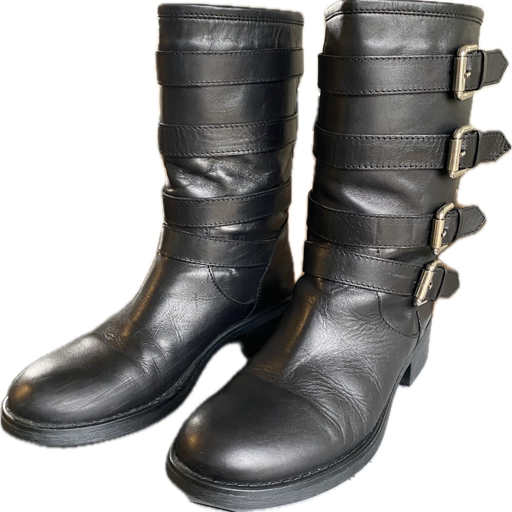 Aquatalia Swell Weather Proof Moto Boots Black Women's Size 6.5. Some scuffs.